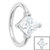 Steel Claw Set Jewelled Diamond Square - Cartilage Ring - SKU 34984