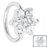 Steel Claw Set Jewelled Flower - Cartilage Ring - SKU 34989