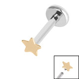 Titanium Internally Threaded Labrets 1.2mm - Star Zircon Steel, 1.2mm, 8mm