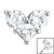 Steel Claw Set CZ Trio Jewelled Heart for Internal Thread shafts in 1.2mm - SKU 35095