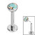 Titanium Threadless Labrets - Titanium (Bend-fit) Bezel Set Jewelled Balls 1.0mm Gauge - SKU 35128