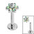 Titanium Threadless Labrets - Titanium (Bend-fit) Claw Set Synth Opal and CZ Jewelled Flower - SKU 35303