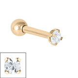 Steel Claw Set Jewelled Micro Bar 1.2mm Zircon Steel, 1.2mm, 8mm, 2.5mm Crystal Clear (One bar only)