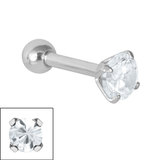 Steel Claw Set Jewelled Micro Bar 1.2mm Steel, 1.2mm, 8mm, 4mm Crystal Clear (One bar only)