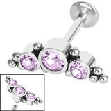 Titanium Internally Threaded Labrets 1.2mm - Infinity Titanium Bezel Set Jewelled Tribal Asia Crescent 1.2mm / 10mm / Lilac