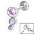 Titanium Internally Threaded Labrets 1.2mm - Infinity Titanium Bezel Set Triple Opal and Jewel Curve - SKU 35493