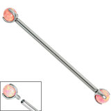 Titanium Internally Threaded Industrial Scaffold Bars 1.6mm - Titanium Claw Set Opal Balls 1.6mm, 34mm, 4mm, Coral