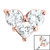 Steel Claw Set CZ Trio Jewelled Heart for Internal Thread shafts in 1.2mm - SKU 35581