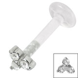 Bioflex Push-fit Labret with Steel Claw Set Jewelled Trinity - SKU 35606