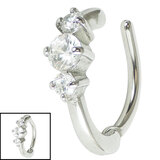 Steel Claw Set Triple Jewelled Rook Clicker Ring - SKU 35620