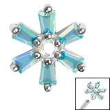 Steel Claw Set CZ Lily Flower for Internal Thread shafts in 1.2mm - SKU 35622