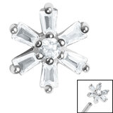 Steel Claw Set CZ Lily Flower for Internal Thread shafts in 1.2mm - SKU 35623