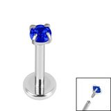 Titanium Internally Threaded Labrets 1.2mm - 2.5mm Titanium Claw Set Round CZ Jewel 8mm / 2.5mm / Lilac CZ