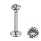 Titanium Internally Threaded Labrets 1.2mm - 4mm Titanium Claw Set Round CZ Jewel 6mm / 4mm / Black Diamond CZ