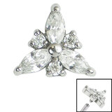 Steel Claw Set 3 Jewelled Marquise Trinity for Internal Thread shafts in 1.2mm - SKU 35705