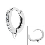 Surgical Steel Huggie Clicker Ear Ring - Jewelled with Spike - SKU 35718