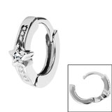 Surgical Steel Huggie Clicker Ear Ring - Jewelled Star - SKU 35721