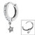 Surgical Steel Huggie Clicker Ear Ring - Jewelled Star Dangle - SKU 35722