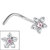 Steel Claw Set 5 Petal Jewelled Flower Nose Stud - SKU 35744