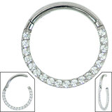 Titanium Hinged Pave Set Jewelled Eternity Clicker Ring - SKU 35759