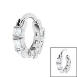 Steel Claw Set Square Jewelled Edge Clicker Rings 1.2mm, 6mm, Crystal Clear