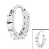 Steel Claw Set Square Jewelled Edge Clicker Rings 1.2mm, 10mm, Crystal Clear