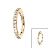 Steel 1.4mm Pave Set Jewelled Edge Hinged Clicker Ring - SKU 35776