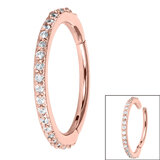 Steel 1.4mm Pave Set Jewelled Edge Hinged Clicker Ring - SKU 35784