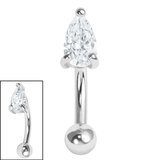 Steel Claw Set CZ Teardrop Micro Curved Bar 1.2mm - SKU 35822