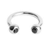 Titanium Jewelled Circular Barbell (CBB) (Horseshoe) 1.2mm 1.2mm / 6mm / Jet Black