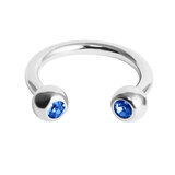 Titanium Jewelled Circular Barbell (CBB) (Horseshoe) 1.2mm 1.2mm / 6mm / Sapphire Blue