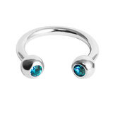 Titanium Jewelled Circular Barbell (CBB) (Horseshoe) 1.2mm 1.2mm / 6mm / Turquoise