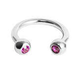 Titanium Jewelled Circular Barbell (CBB) (Horseshoe) 1.2mm 1.2mm / 7mm / Fuchsia Pink