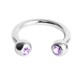 Titanium Jewelled Circular Barbell (CBB) (Horseshoe) 1.2mm 1.2mm / 7mm / Lilac