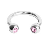 Titanium Jewelled Circular Barbell (CBB) (Horseshoe) 1.2mm 1.2mm / 7mm / Light Pink