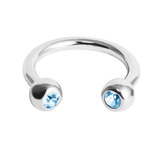 Titanium Jewelled Circular Barbell (CBB) (Horseshoe) 1.2mm 1.2mm / 9mm / Light Blue