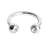 Steel Jewelled Circular Barbell (CBB) (Horseshoe) 1.6mm 1.6mm / 8mm, (4mm) / Crystal Clear