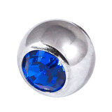 Titanium Threaded Jewelled Balls 1.6x6mm Mirror Polish metal, Capri Blue Gem