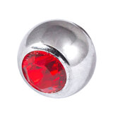 Titanium Threaded Jewelled Balls 1.6x6mm Mirror Polish metal, Red Gem
