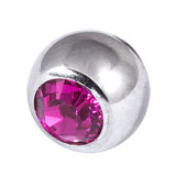 Titanium Threaded Jewelled Balls 1.6x6mm Mirror Polish metal, Fuchsia Gem