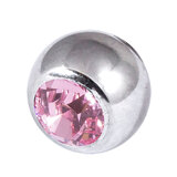 Titanium Threaded Jewelled Balls 1.6x6mm Mirror Polish metal, Light Pink Gem