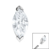 Steel Single Marquise Jewel for Internal Thread shafts in 1.2mm - SKU 36093