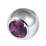 Titanium Threaded Jewelled Balls 1.6x6mm Mirror Polish metal, Purple Gem