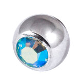 Titanium Threaded Jewelled Balls 1.6x6mm Mirror Polish metal, Aqua AB Gem