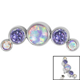 Titanium (Infinity) Bezel Set 5 Opal and Jewels Crescent for Internal Thread shafts in 1.2mm - SKU 36152
