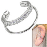 Steel Clip On Ring and Pave Set Jewelled Edge Ear Cuff - SKU 36227