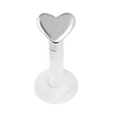 Bioflex Push-fit Labret with 925 Sterling Silver Heart 1.2mm, 9mm
