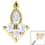 Steel Claw Set CZ Marquise Jewelled Asia Trinity for Internal Thread shafts in 1.2mm - SKU 36397