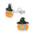Sterling Silver Pumpkin Witch Ear Stud Earrings - SKU 36401