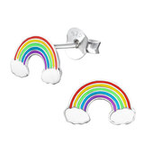 Sterling Silver Rainbow Cloud Ear Stud Earrings - SKU 36403